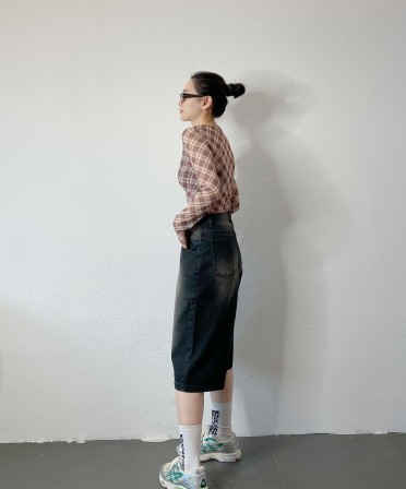 Checker Pleated Top #250328